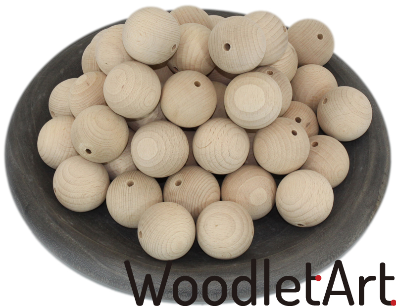 Kula drewniana 4cm z otworem przelotowym